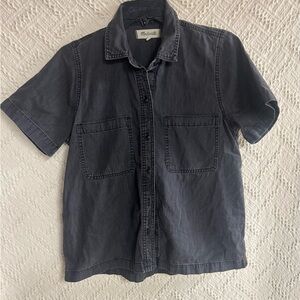 Madewell Washed Black Short-Sleeve Button-Front Shirt
